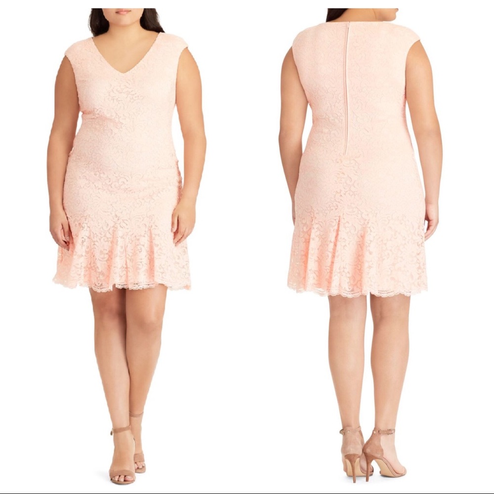 LAUREN RALPH LAUREN Francy Ruffle Hem Lace Dress